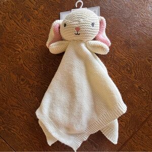 Soft Cream and Pink Bunny Snuggle Security Blanket